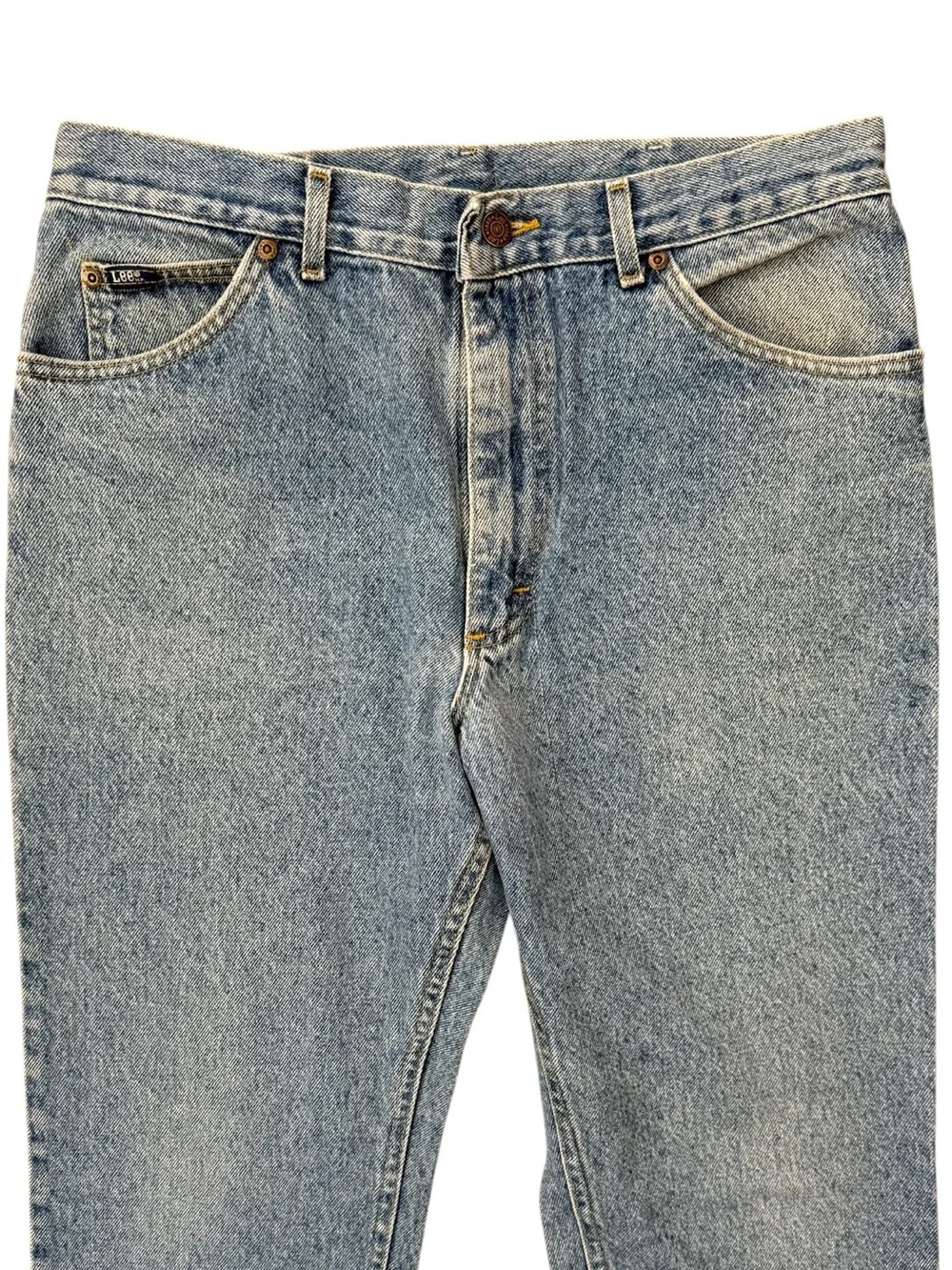Vintage Lee USA Union Made Straight Leg Jeans 34x34 Fits 32x32 Medium Blue Wash - Picture 6 of 15
